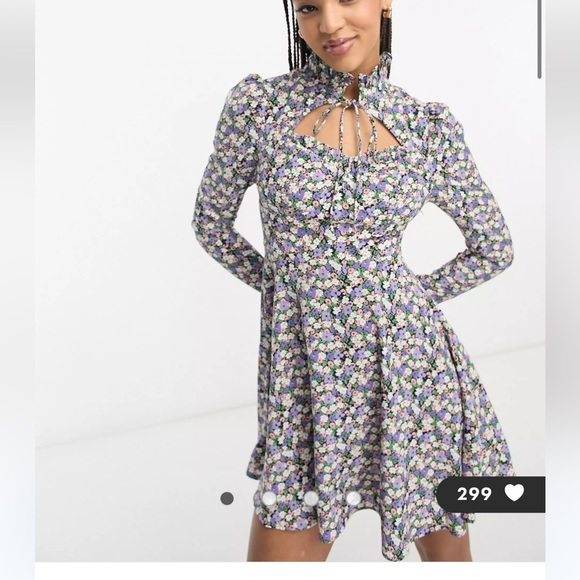 ASOS Urban Revivo High Neck Skater Mini Dress NWOT - Picture 1 of 6